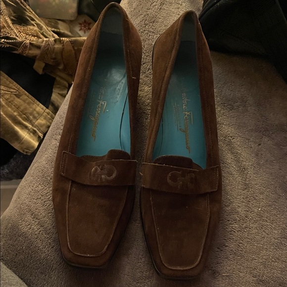 Salvatore Ferragamo Brown Suede Loafers - Picture 1 of 8